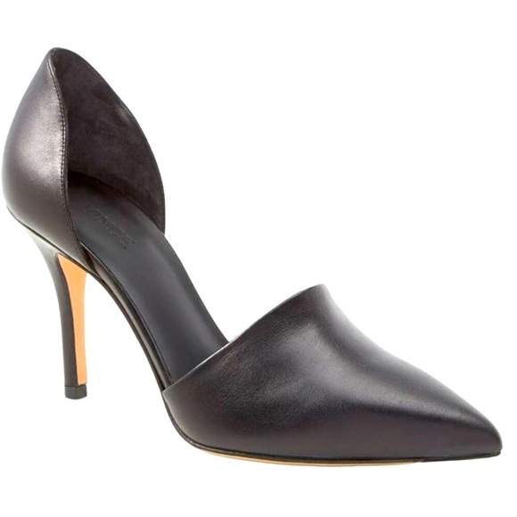 VINCE Claire Choked Up Leather D'Orsay Pumps Black Leather Pointed Toe Size 8.5 - Picture 2 of 9